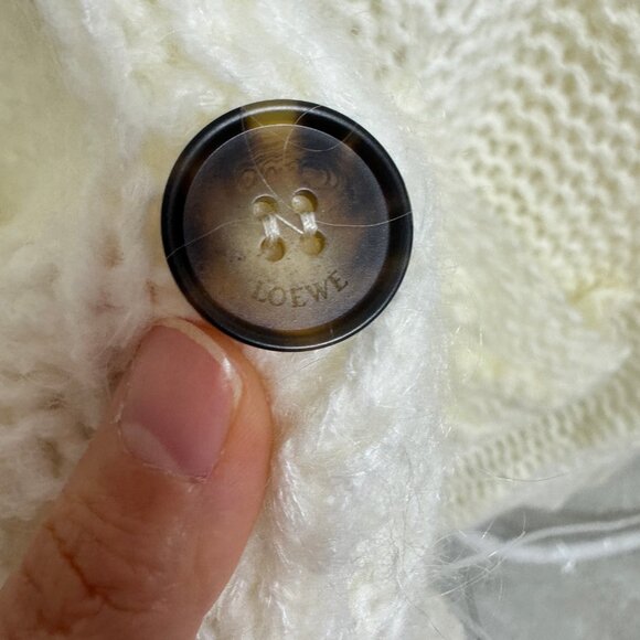 Loewe Anagram cream open-knit mohair-blend cardigan - Picture 9 of 12